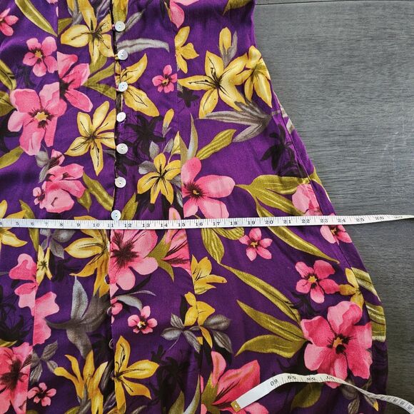 JBS Dress Womens 10 Floral Button Front Sleeveless Maxi Midi Rayon 90s Resort - Picture 7 of 9